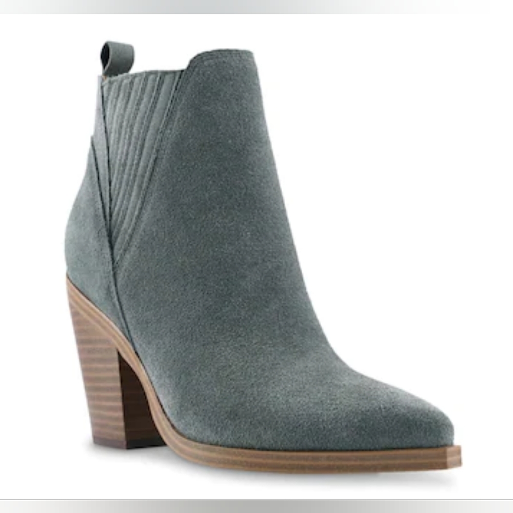 Marc Fisher LTD Gardi Pointed Toe Suede Booties – Medium Gray, Size 8 | Stylish